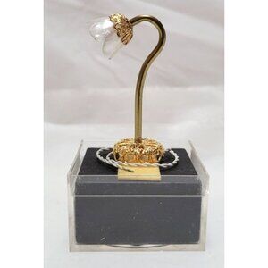 Vintage Miniature Dollhouse Gold Tone Brass and Plastic Decorative Flower Lamp